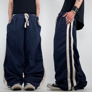 vintage y2k faded rare baggy wide leg navy blue striped sweatpants